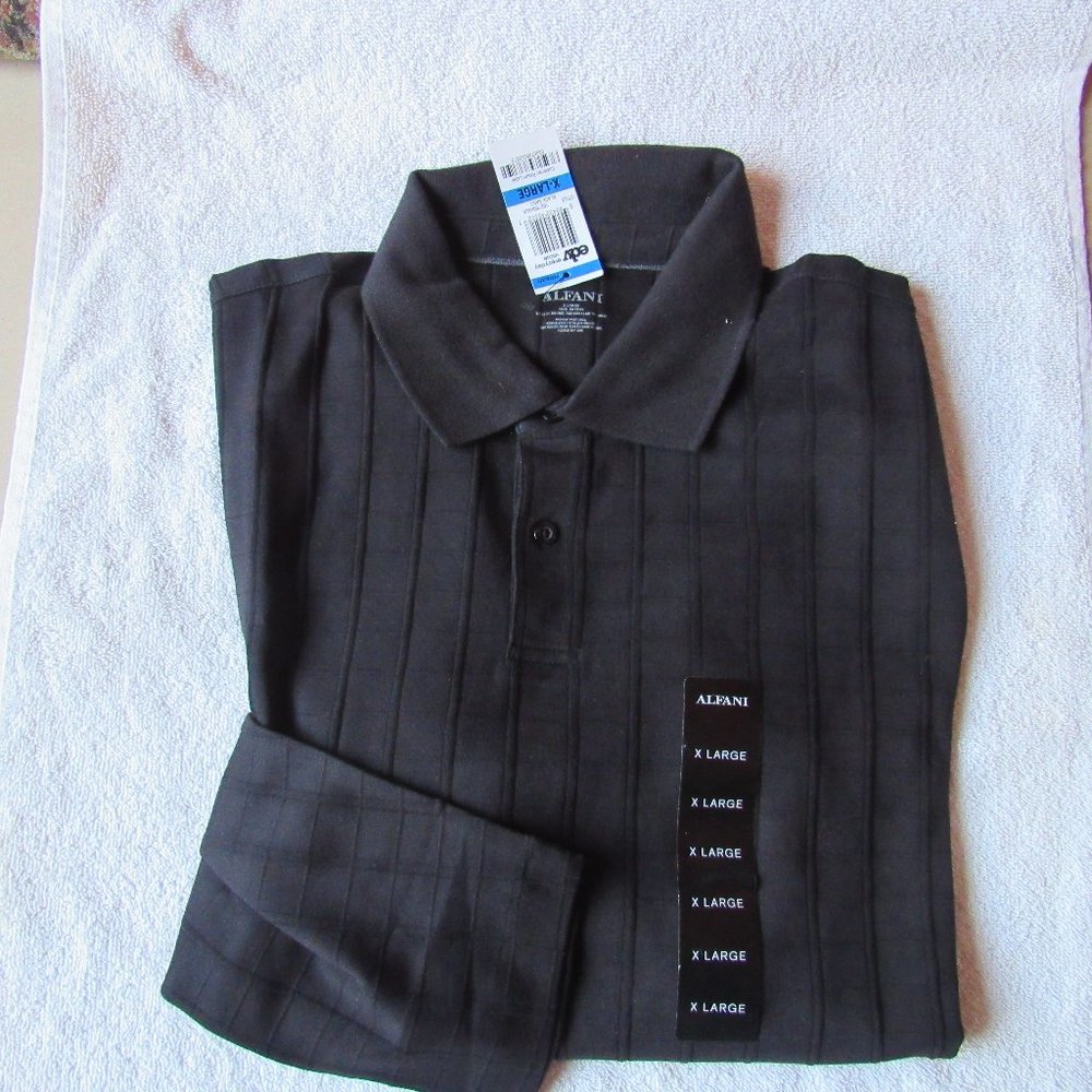 Alfani Men's Blue Long Sleeve Pull Over Shirt